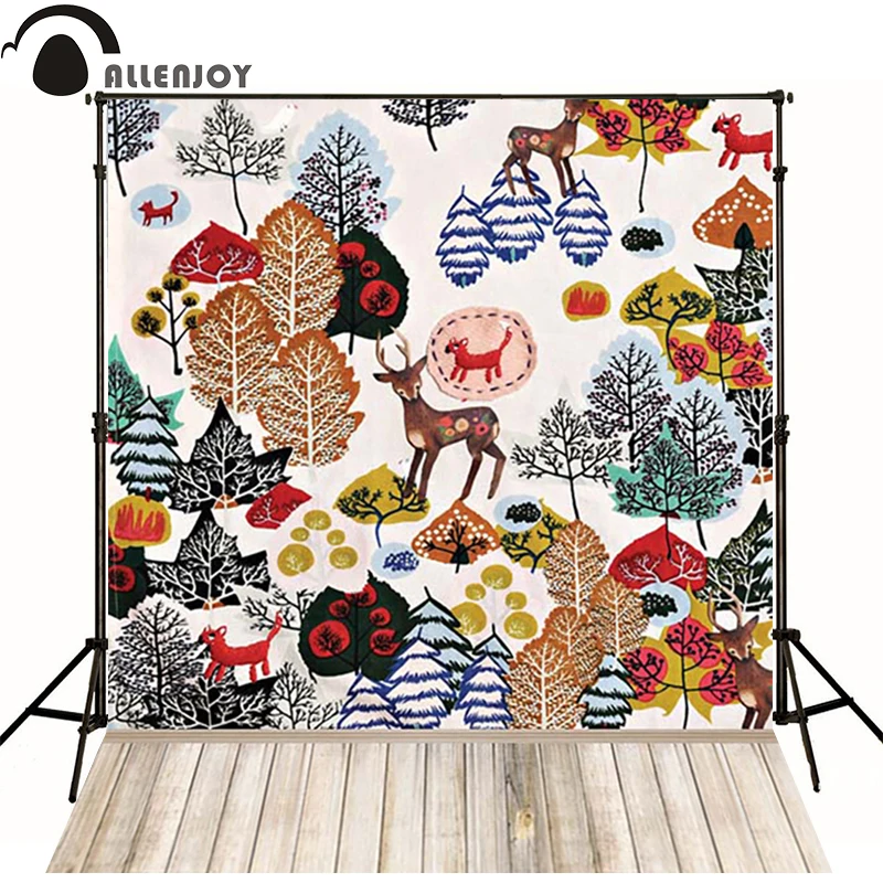 Allenjoy Photographic background Wooden deer fox snow newborn photography lovely princess font b photo b font
