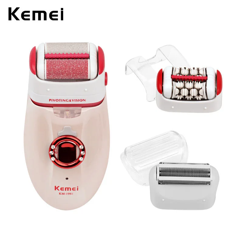 

3 in 1 Rechargeable Lady Shaver razor Electric Epilator pedicure Callus Removal Face Bikini Armpit Arm leg Foot Care beauty 4041