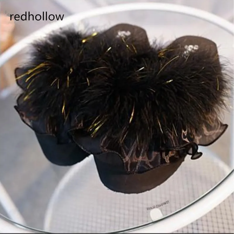 Меховые Вьетнамки женские милые босоножки на толстой платформе шлепанцы с