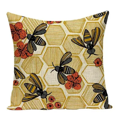 Декоративная наволочка для подушки с птицами и насекомыми, декоративная наволочка для дома, наволочка для подушки с пчелами, милые уличные подушки - Цвет: 11