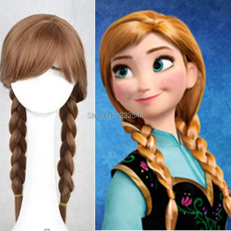 2014 Cosplay Wigs Frozen Snow Queen Princess Anna Long Braid Anime ...