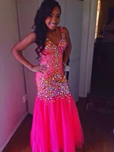Sparkly Strass Prom Kleid mit Spaghetti-trägern Sexy Durchsichtig Meerjungfrau Abendgesellschaft Kleider Ballkleider