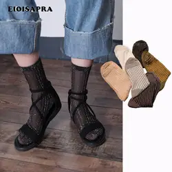 [EIOISAPRA] полосатые яркие шелковые хлопковые японские носки женские кучи креативные сексуальные Harajuku Sen Department выдалбливают Sokken