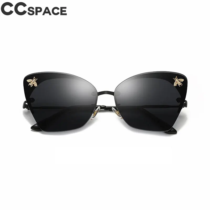 Сексуальные женские солнцезащитные очки "кошачий глаз", модные, Золотая Пчела,, роскошные оттенки, UV400, CCSPACE, винтажные, брендовые, дизайнерские очки, Oculos 47756 - Цвет линз: black black