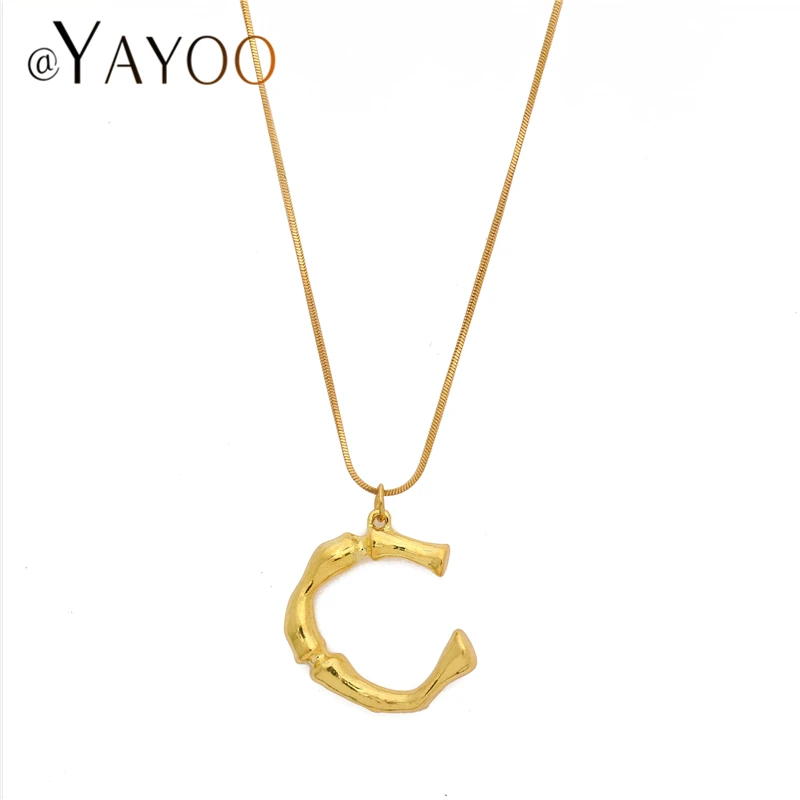 Ожерелье с оригинальными буквами, Женская цепочка золотого цвета,, модное длинное ожерелье, Большая подвеска, бохо, массивное ожерелье, колье для женщин