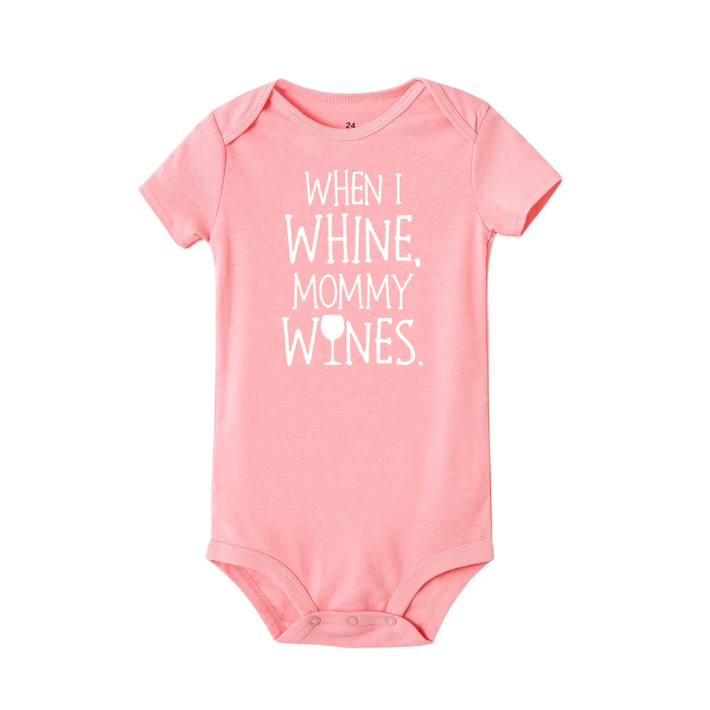 When I Whine Mommy Wines/хлопковое боди для малышей; модные боди для новорожденных; костюмы для малышей; комбинезоны с короткими рукавами; Комбинезон для маленьких мальчиков и девочек - Цвет: RA77-SRPPK-