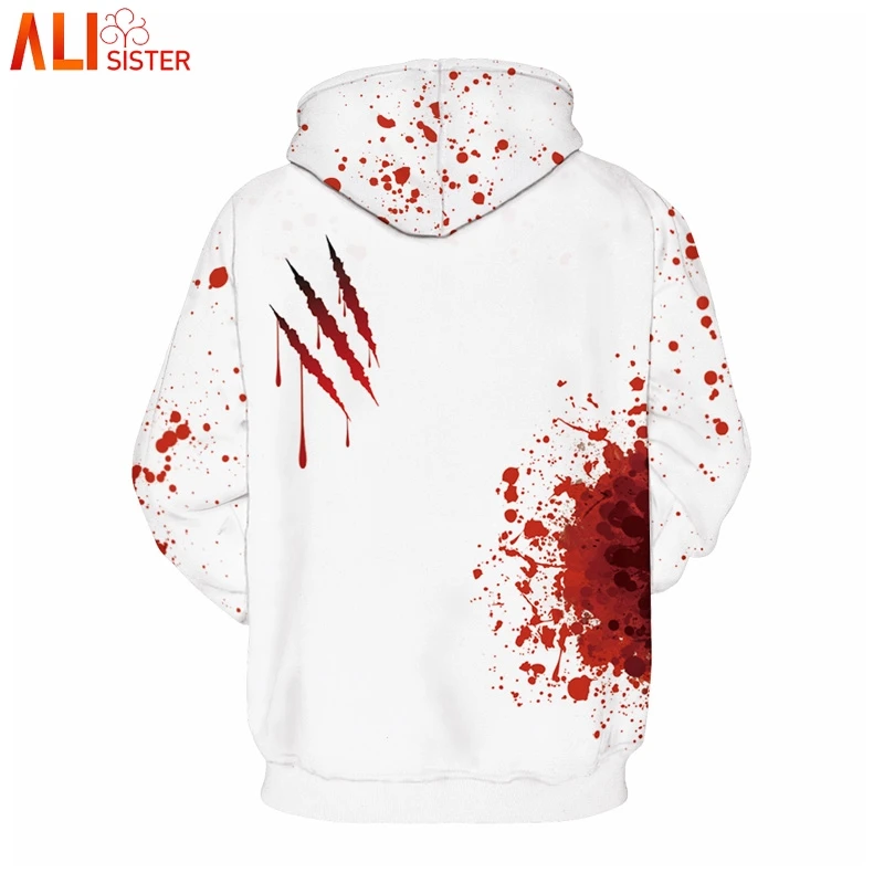 Alisister انا بخير الرعب الجرح 3d هوديس الرجال النساء زائد حجم تأثيري بلوزات فاسق رقيقة الشارع الشهير مع كاب Masculino