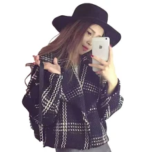 Осенне-зимний короткий параграф Дамская утолщенная большая отворотная клетчатая модная шуба TB911