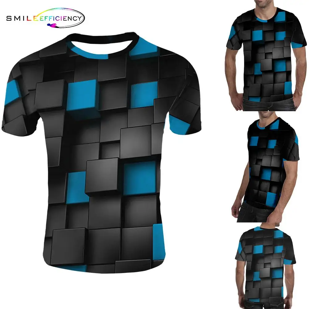 Breathable mesh cloth O-neck plaid 3D T-shirt colorful plaid Novelty Tshirt Men Clothes 2019 T shirt Breathable mesh cloth O-neck plaid 3D T-shirt colorful plaid Novelty Tshirt Men Clothes 2019 T shirt