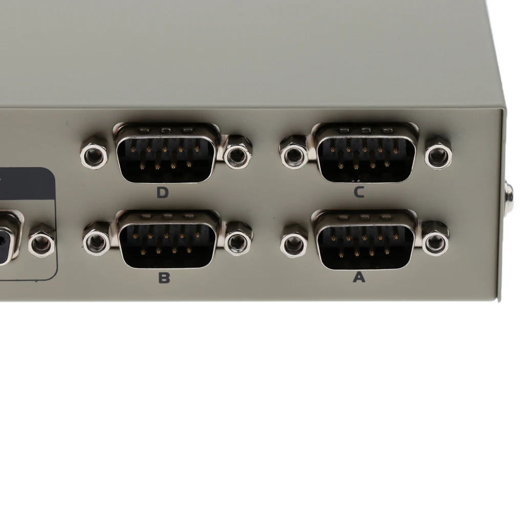 4xPrinter DB9 Pin Serial RS232 Switch Box Manual 4Port Data Sharing Switcher
