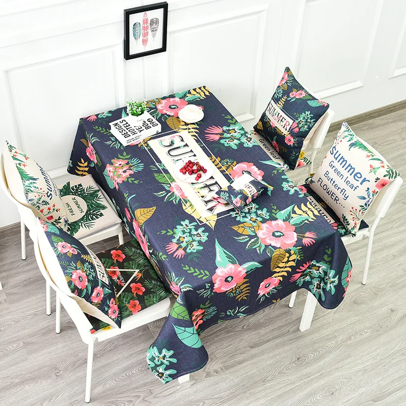 

Nordic Printed Flower Pattern Hot Plain Tablecloth Cotton Linen Tablecloth Restaurant Party Home Decoration Table Cloth