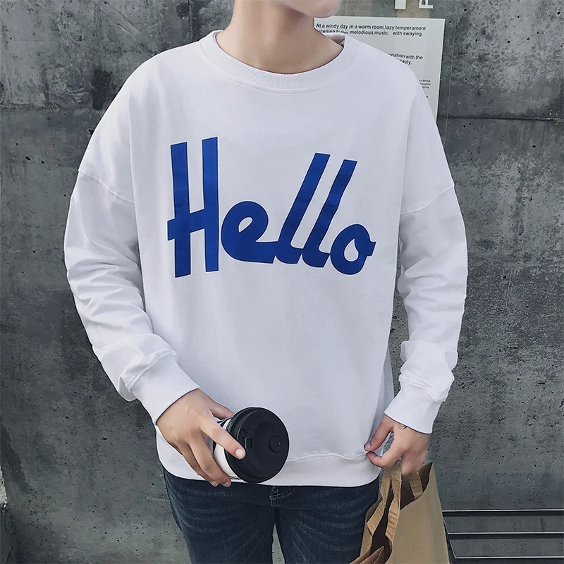 

Fashion Casual Men's Hoodie Spring And Autumn New M-XL Printing Solid Color Loose Pullover Three-color Personality Youth Popular