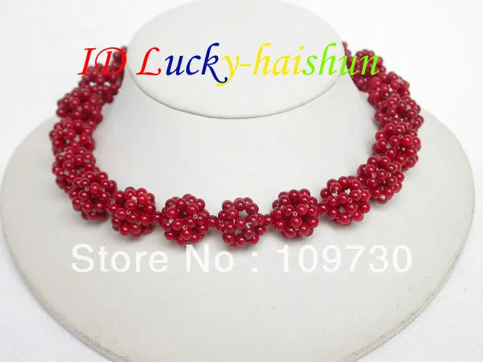 

Jewelry 0011901 Genuine 16" Round hand-knitted red coral necklace