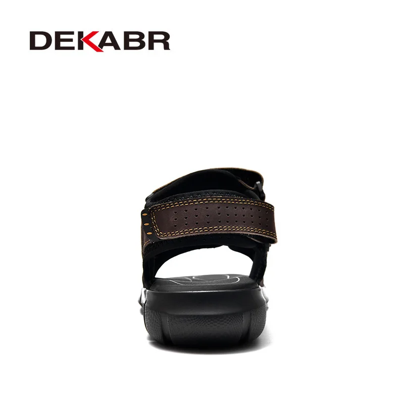 DEKABR Brand Men's Casual Shoes Genuine Leather Sandals Men Flip Flops Breather Slippers Plus Size 38~48 Summer Sapato Masculino