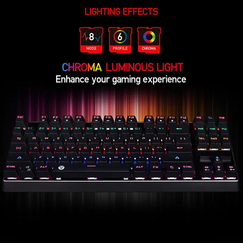 

2018 Durable Mechanical Keyboard 87 Key Gaming Keyboard Blue/Brown Switches RGB Ergonomics for Gaming Free Shipping