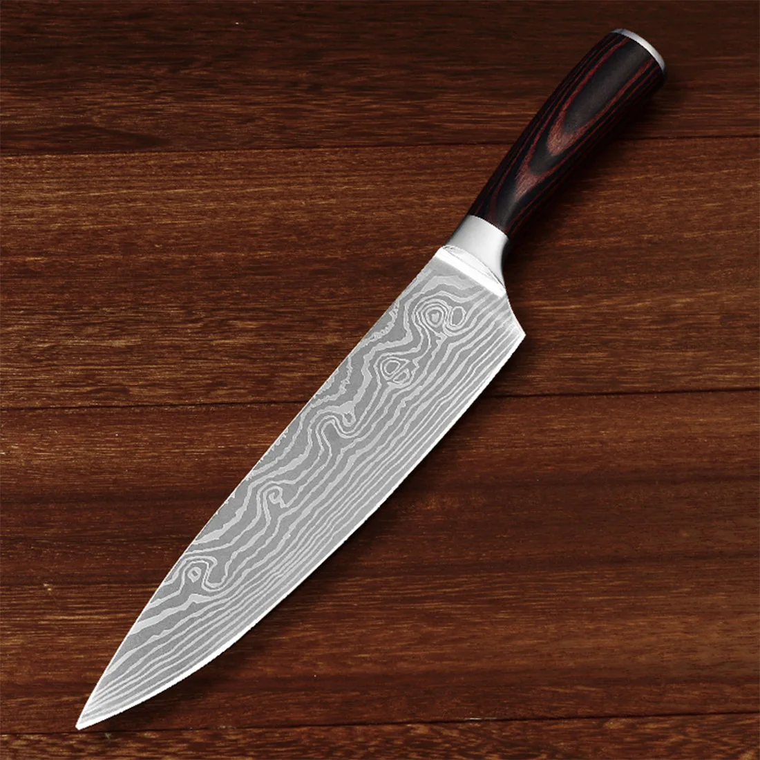 8 Inch Kitchen Knives Damascus Veins Stainless Steel Knives Wood Handle