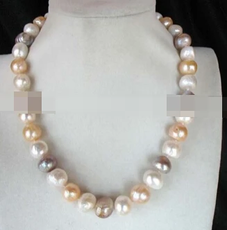 

Jewelr 005621 freshwater pearl multicolor baroque 11-13mm necklace 17" nature