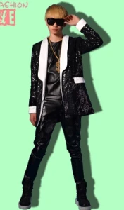 Мужские брендовые модные черные блестки средней длины тонкий костюм Мужские Сценические костюмы DJ DS Bar Singer костюм пальто! M-4XL - Цвет: Черный