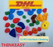 32 pcs/set, Plastic Rock children Climbing toy Wall Kit Rock Stones Kids Toys Sports Hold outdoor game Playground With screw thinkeasy 32 pcs plastic children indoor rock climbing stones screw toy wall kit kids toys sports hold outdoor game playground