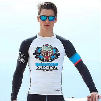 

2018 SABOLAY Men Long Sleeved Swimwear Diving Sunscreen Wetsuit Quick-drying UV Protection Beach Surfing Swim Suits