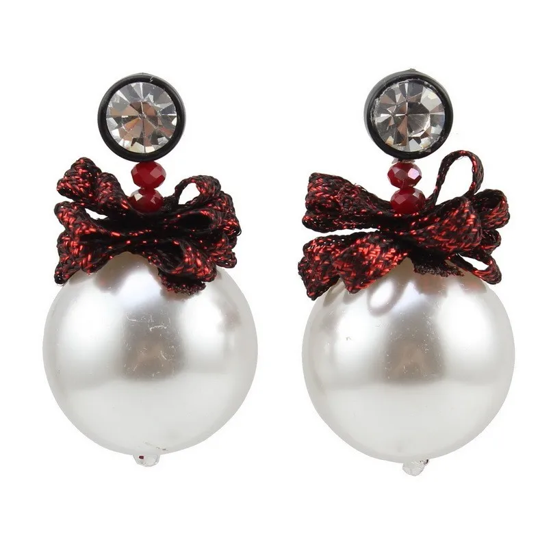 

Glass Crystal Bead Big Ball Pendant Dangle Simulated Pearl Earrings for Women Florate Brand Rope Thread Handmade Drop Earrings