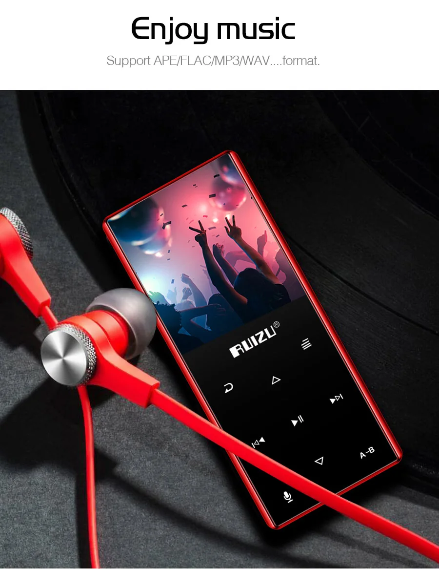 Ruidu D29 Bluetooth MP3-плеер портативный аудио 8 Гб музыкальный плеер со встроенным динамиком Поддержка FM, запись, электронная книга, часы, шагомер