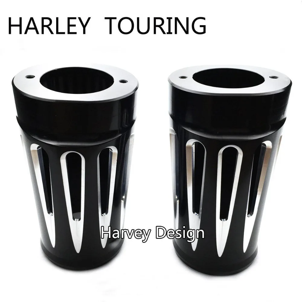 XYIVYG Edge Cut BILLET Fork Boot Slider Cover Cow BELLS For Harley
