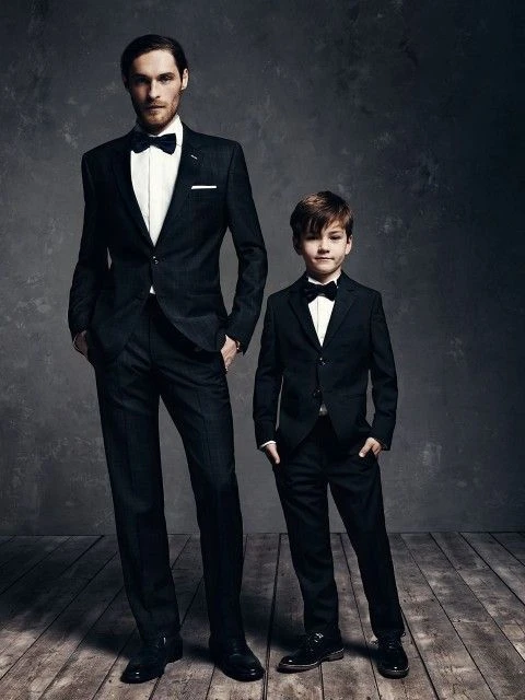 Chaqueta para niños, trajes formales para bodas para hombre, 2 unids/set de traje para traje de boda para padre e hijo, traje tela a juego|Trajes| -