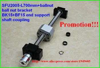

RM2005 Ballscrew SFU2005 700mm Ball screw + BK/BF15 End Support + 2005 ballnut bracket + 8x12mm Flexible Shaft Coupling