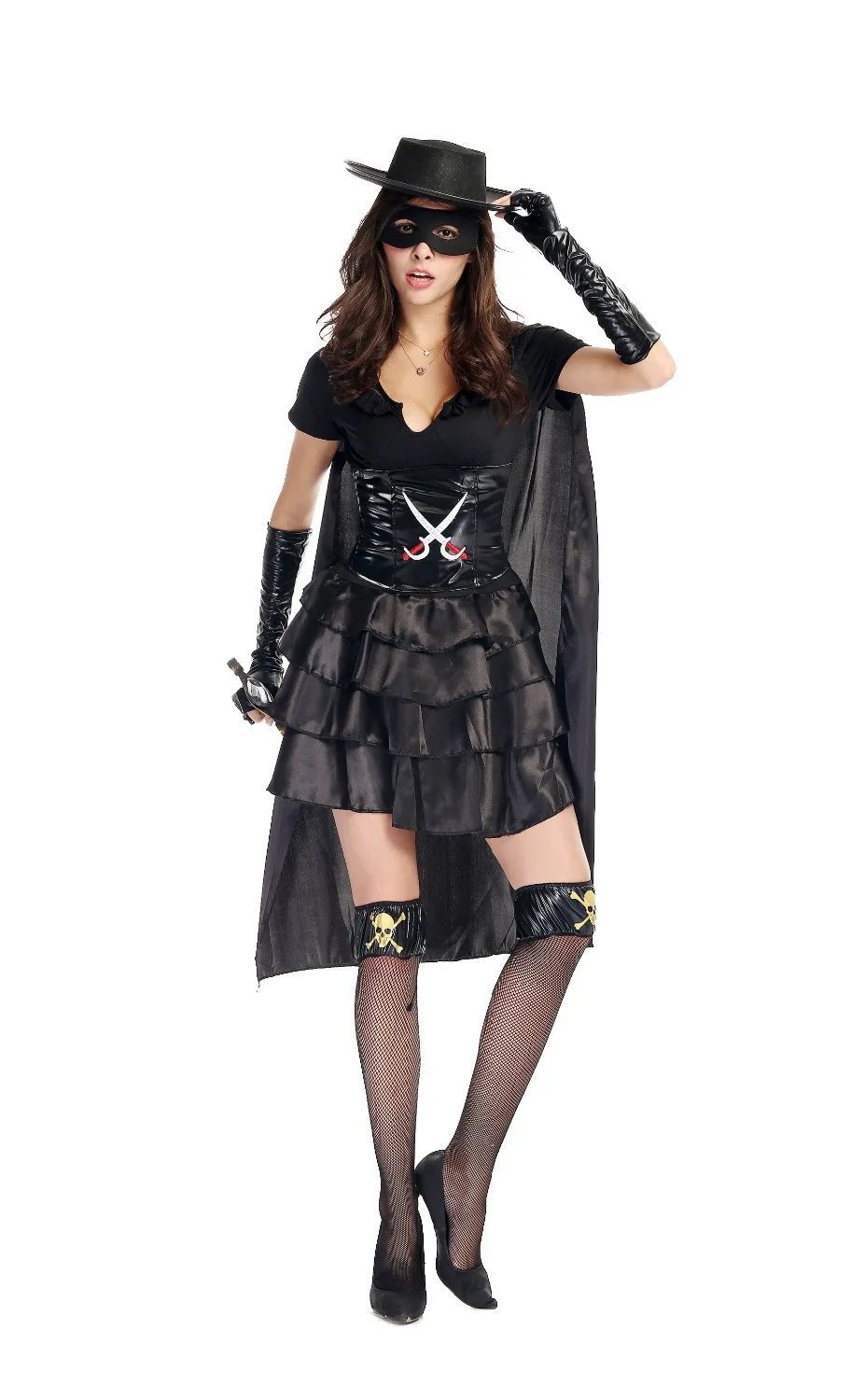 2017 black female models Zorro role playing Costume Halloween black