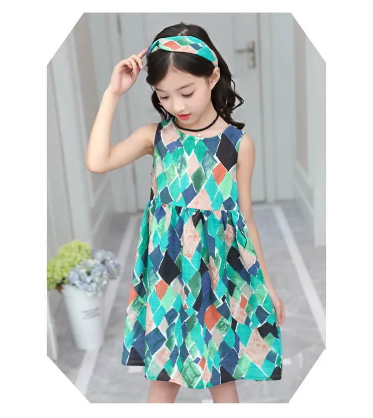 3-12 y fashion dress for girls summer 2019 girl dresses sleeveless sundress teenager 10 12 years old kids clothes On Sales (2)
