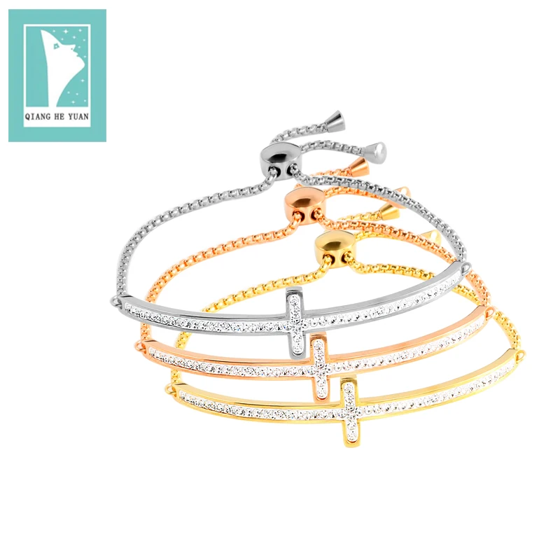 

2018 Trendy Stainless Stee Gold Color Charming Chain Woman Bangles Bracelets Adjustable Round Shell bracelets