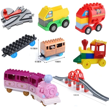 

DIY Big Size Train Head cabin Track aircraft Building Blocks Bricks Compatible Duploe Accessories Educational Toys for children