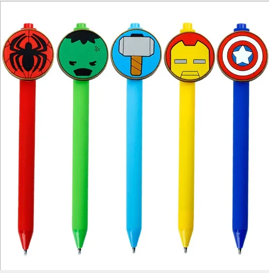 

Captain America candy color frosted 0.5 mm black gel pen The Avengers Creative Learning stationery ball-point pen for kids