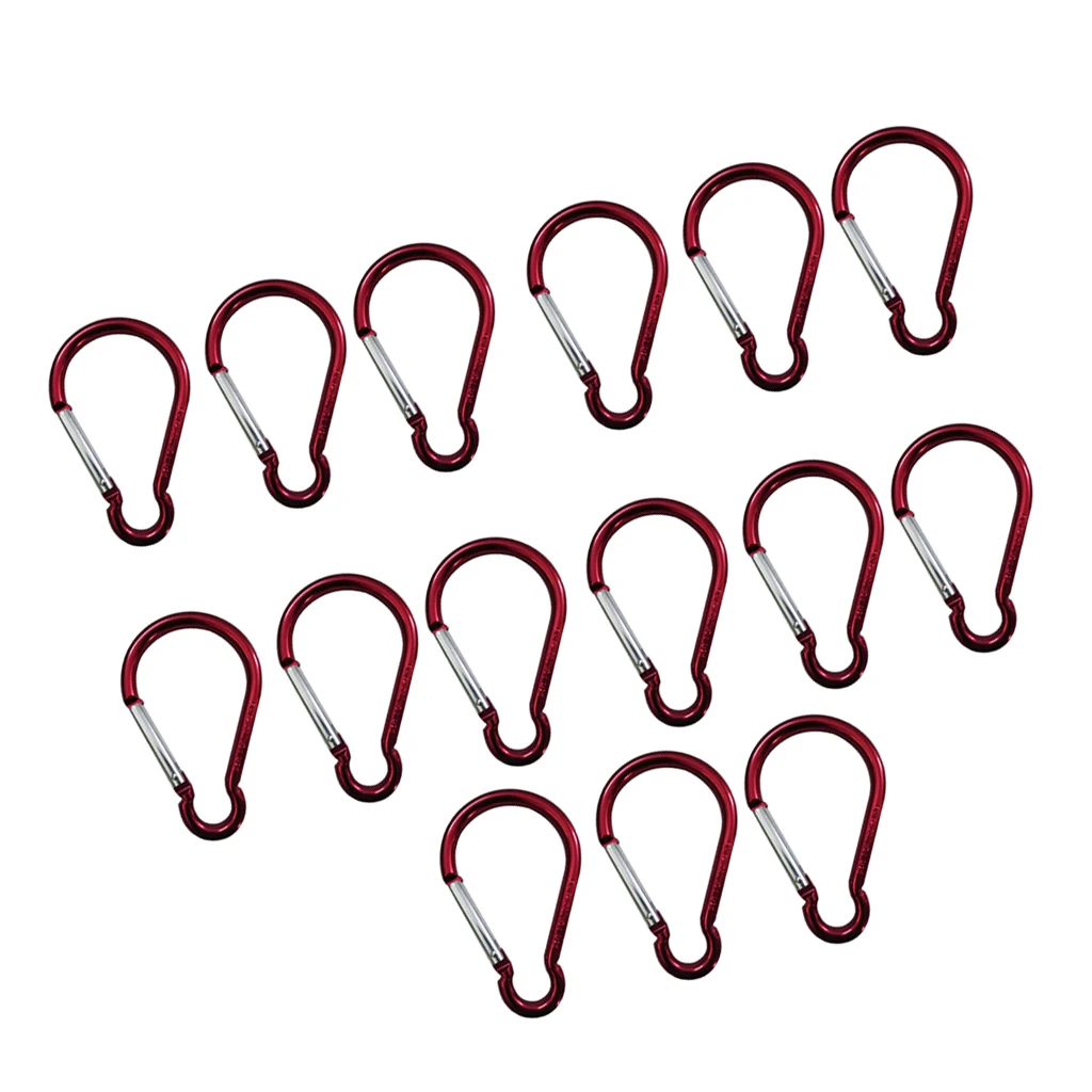 MagiDeal 15pcs Multiuse Camping Keychain Carabiner Key Holder Sports Backpack Buckle Aluminum Keychain Carabiner