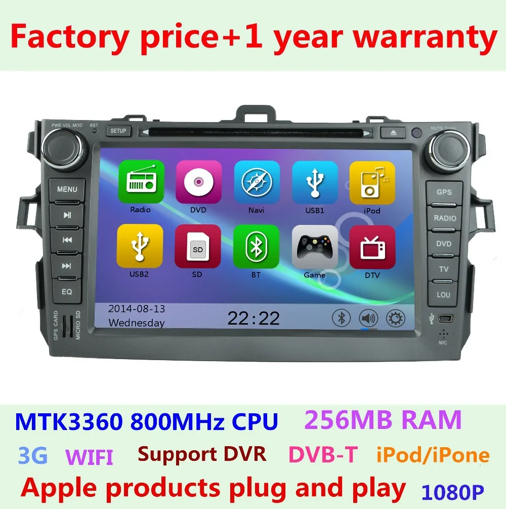 Flash Deal Car DVD Player for Toyota Corolla 2007-2011 Touch Screen Bluetooth USB SD iPhone 3G WiFi GPS Navigation Radio Central Multimidia 0