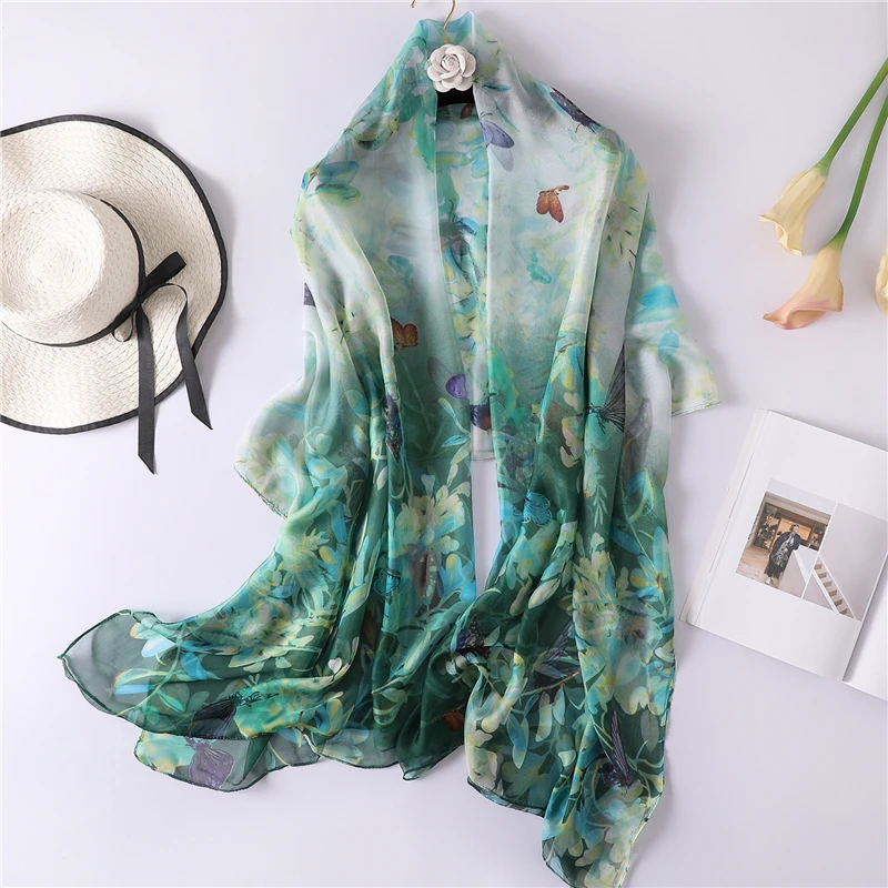 

2019 spring summer soft print silk scarves lady shawls wraps women hijabs pashmina bandana neck scarf hijabs foulard echarpe