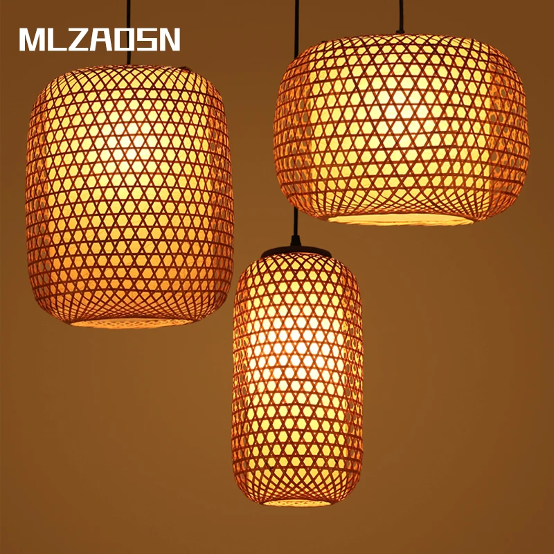 MLZAOSN Natural Pendant Light Holidaying Casual Japanese Style Bamboo
