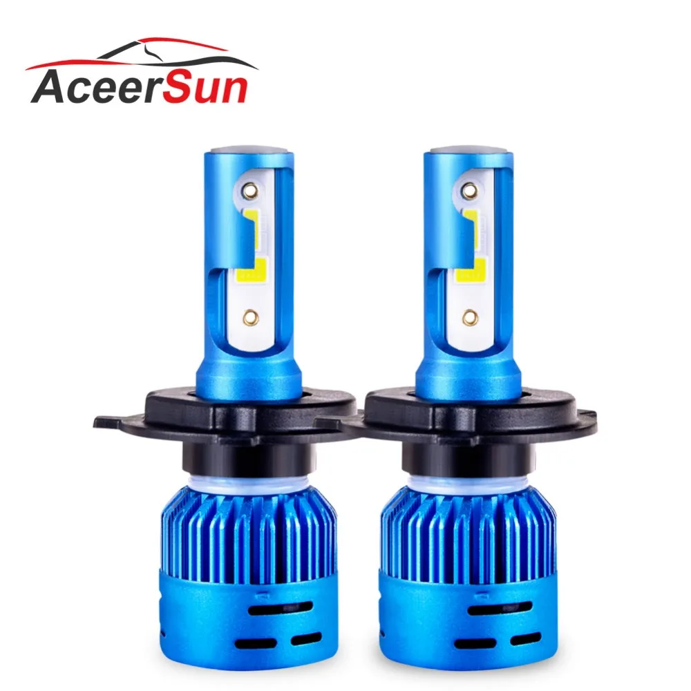 LED DOB чип H4 H7 автомобильные фары 12 В 24 синий корпус H1 H11 H8 9005 9006 HB3 HB4 8000LM 72 Вт Hi Lo луч