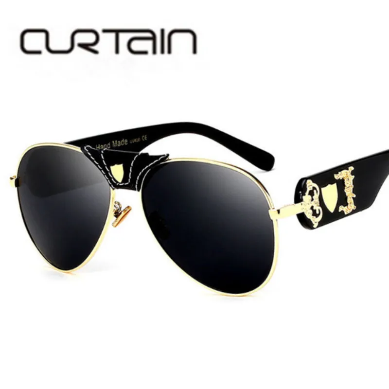 

2019 Luxury Brand Designer Women Mirror Sun glasses New Fashion Sunglasses Metal Leather Decoration Frame Men UV400 Shades OEM