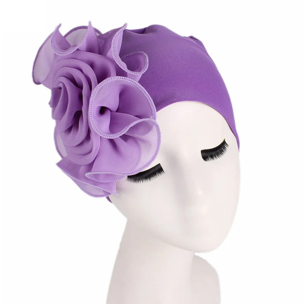 Женские эластичные шапочки с большим цветком, кепка для волос, Африканский тюрбан, бохо, головной убор, Свадебная вечеринка, шапка, тюрбанты, mujer# H