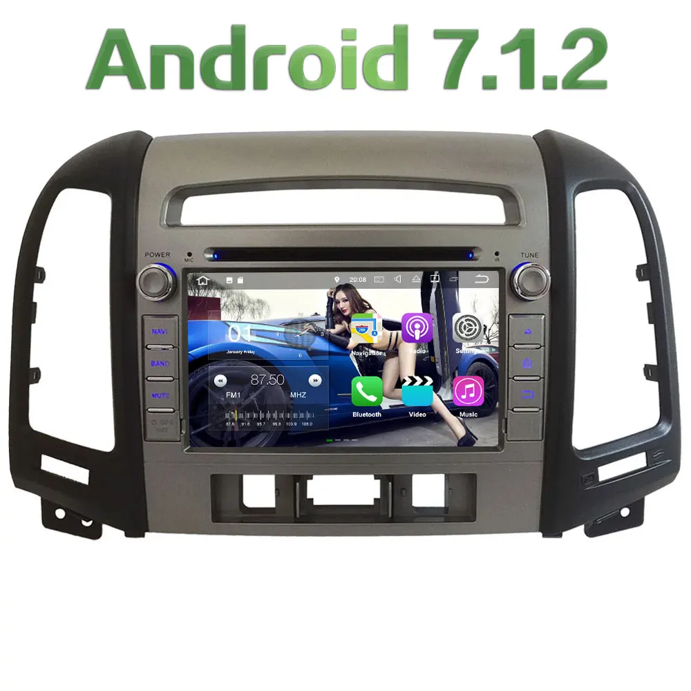 

7'' Quad Core 2GB RAM Android 7.1.2 WiFi BT 4G Car DVD Player Radio Stereo GPS Navi Screen For Hyundai SANTA FE 3 Hole 2006-2012