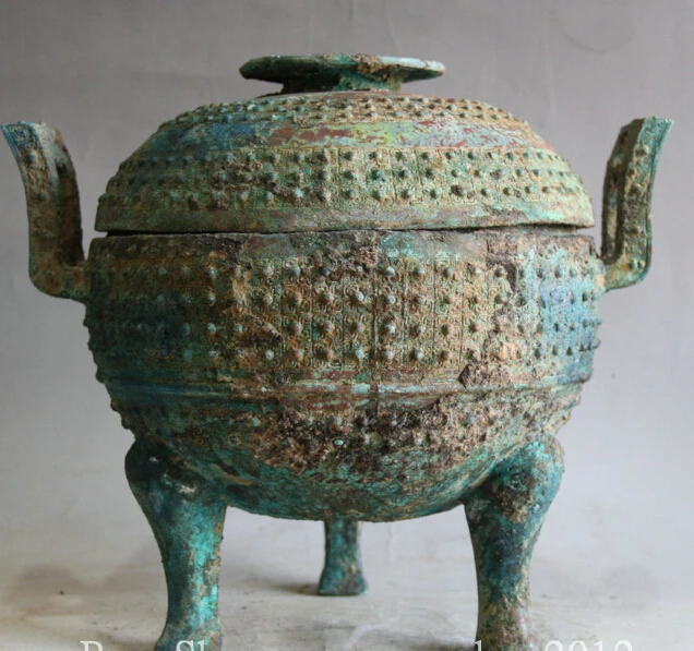 

15" Old Chinese Dynasty Bronze 3 Foot Water Vessel Ware Food Wine Pot Jar Crock