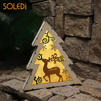 

Hot LED Plaque Sign Christmas Deer Light Luminous 3D Wooden Party Outdoor Xmas Teer Indoor Drop shipping