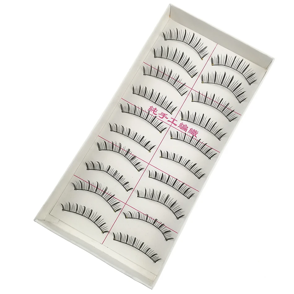 

10 Pairs Hand made False eyelash Nature long Cross Fake eye lash Makeup Fake eyelash Strip false lashes