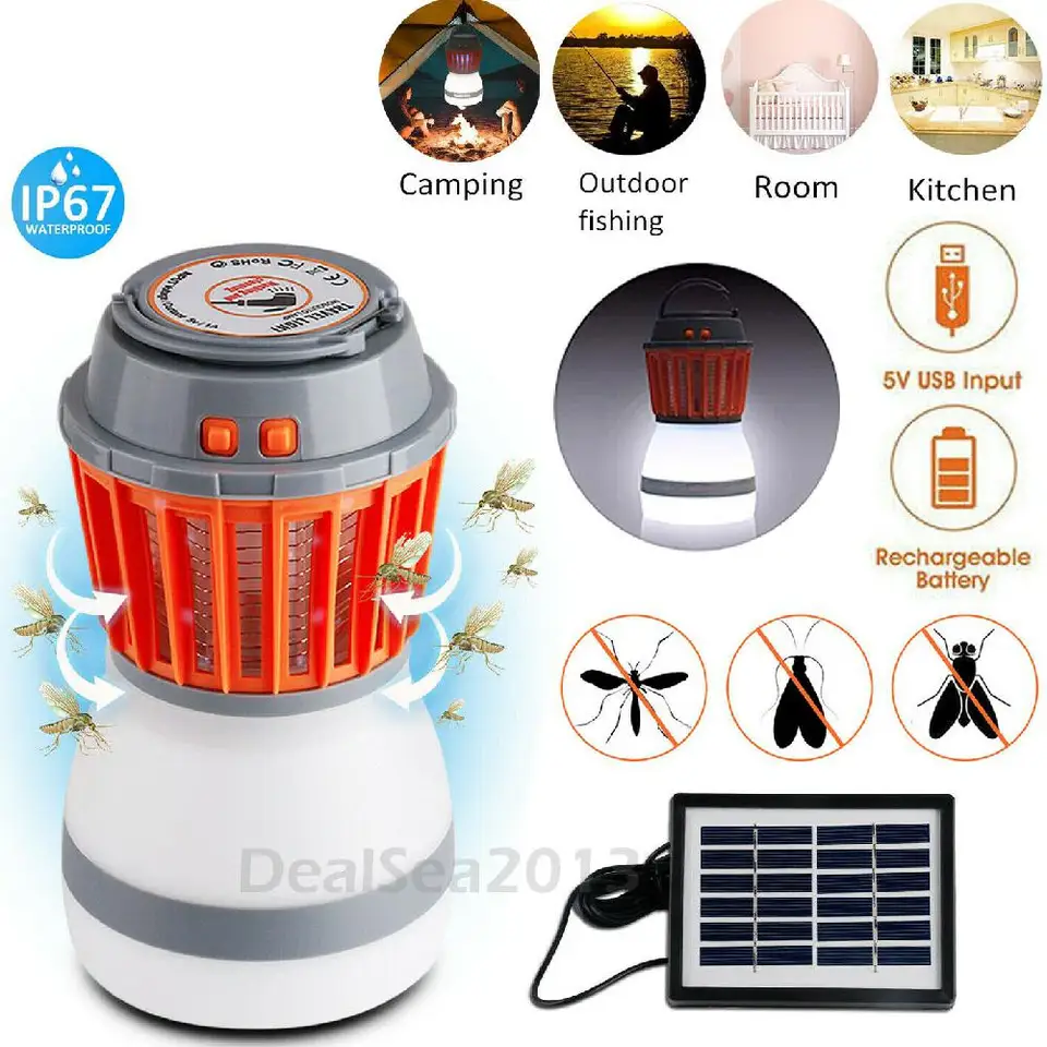 UV Solar LED Electric Fly Insect Bug Pest Mosquito Trap Zapper Killer Night Lamp