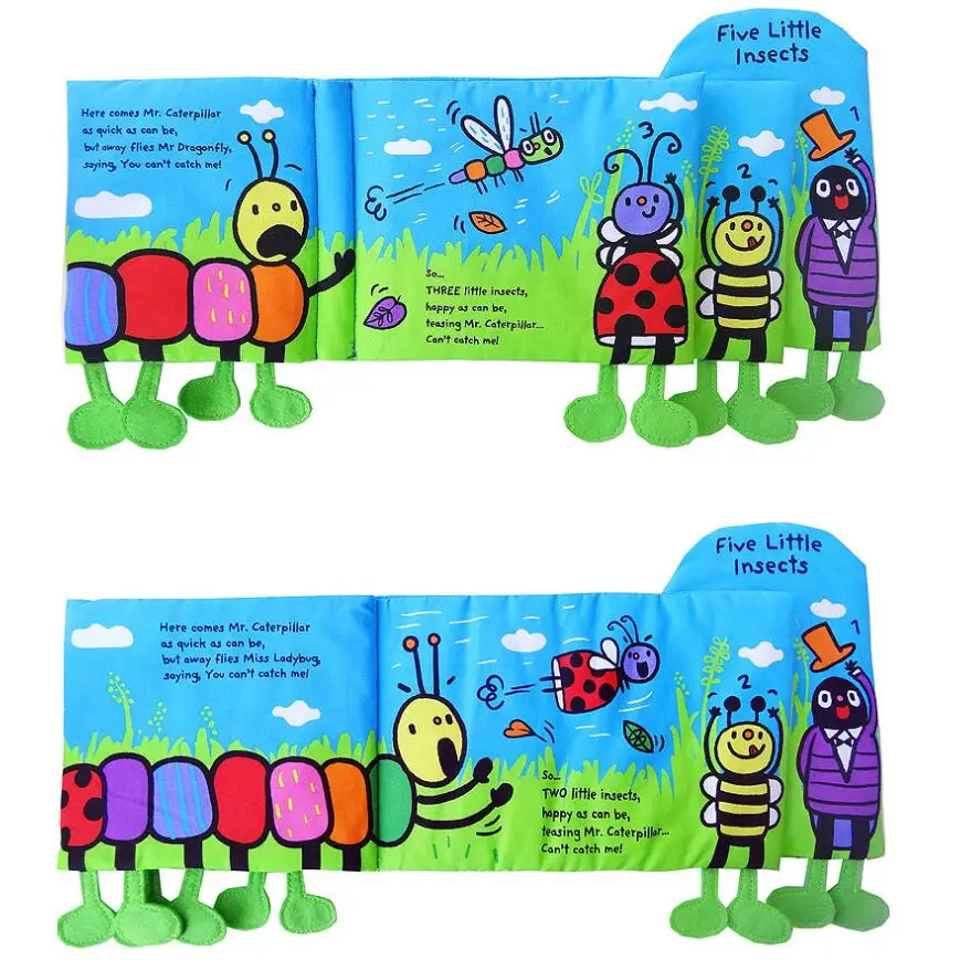 

Baby Soft Cloth Book Cartoon Learning Animal Insect Ankle Insect foot Toy Infant Early Educational Cloth Books 40% off