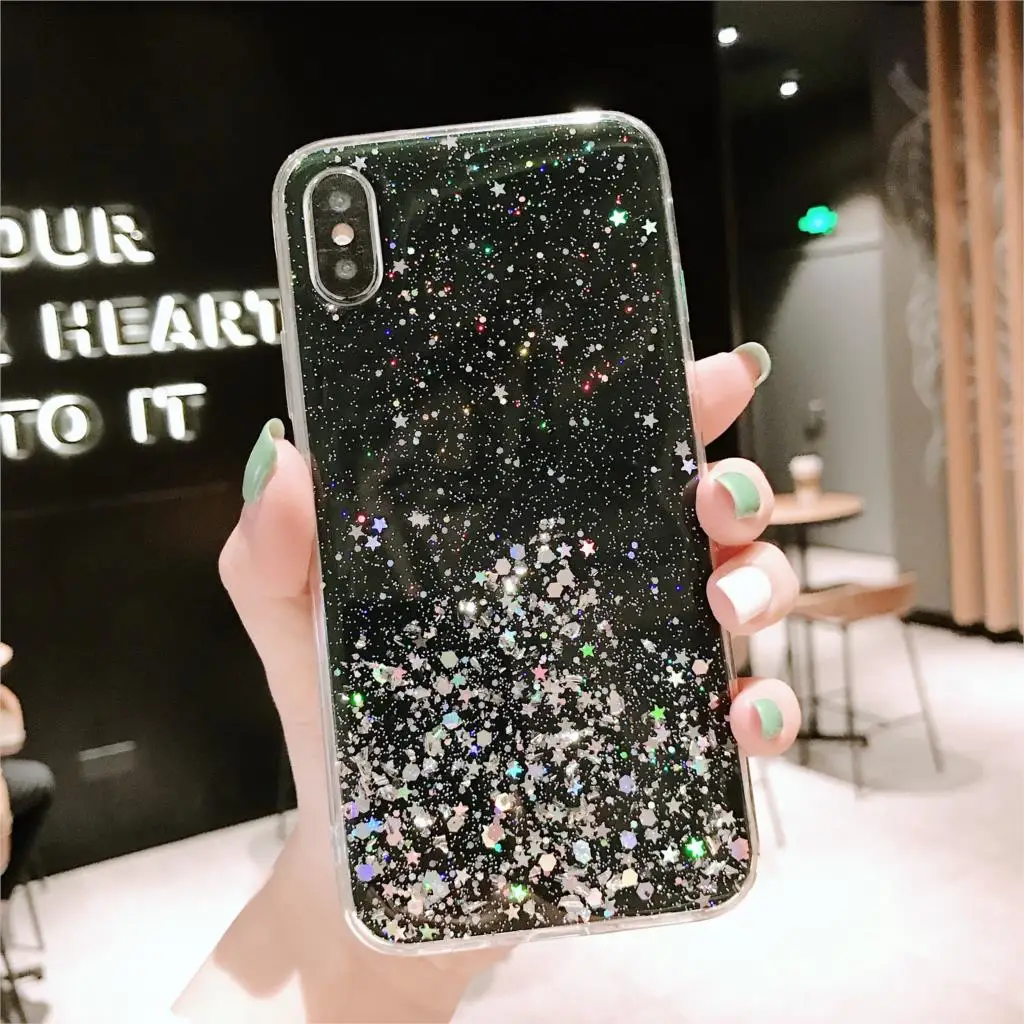 

Glitter Bling Sequins Phone Case For Xiaomi Mi 9 8 Pro 8SE 6 6X A2 Epoxy Star Clear Cover For Xiaomi 8 Lite 8 SE Soft TPU Case
