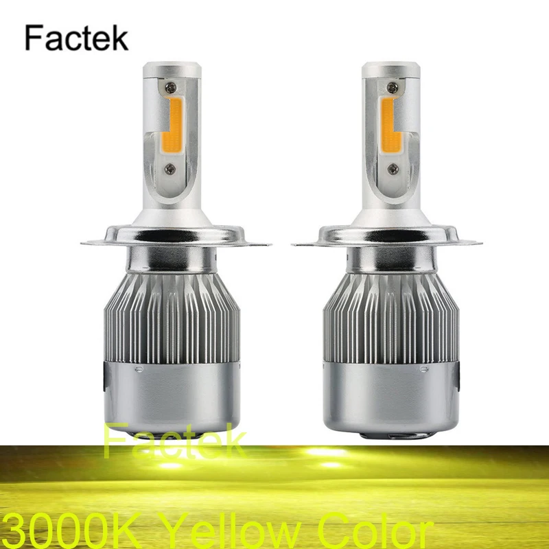 1 pair C6 H7 H4 LED H13 H11 H1 9005 9006 HB3 H3 COB 72W 8000LM 3000K yellow Car Headlights Bulb HeadLamp Fog Light | Автомобили и