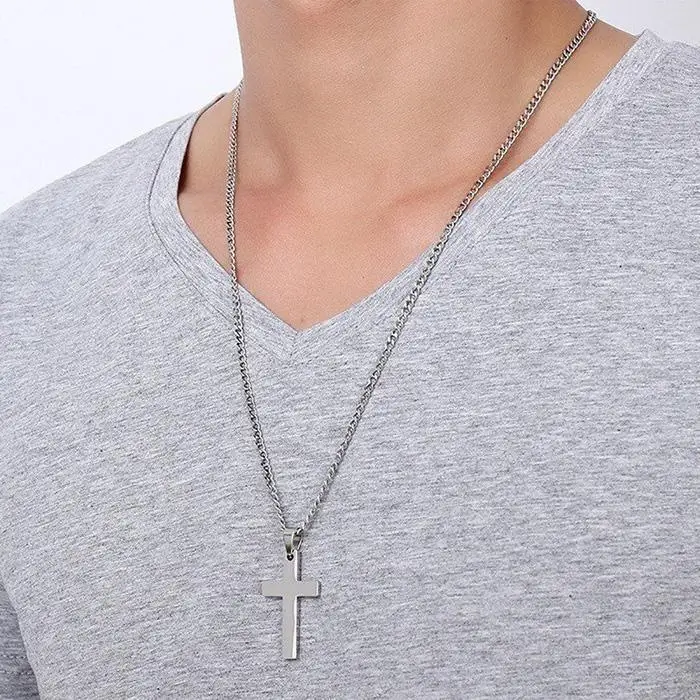 Stainless Steel Cross Pendant Chain Necklace for Casual, Party Punk Men Women Link Jewelry Gift